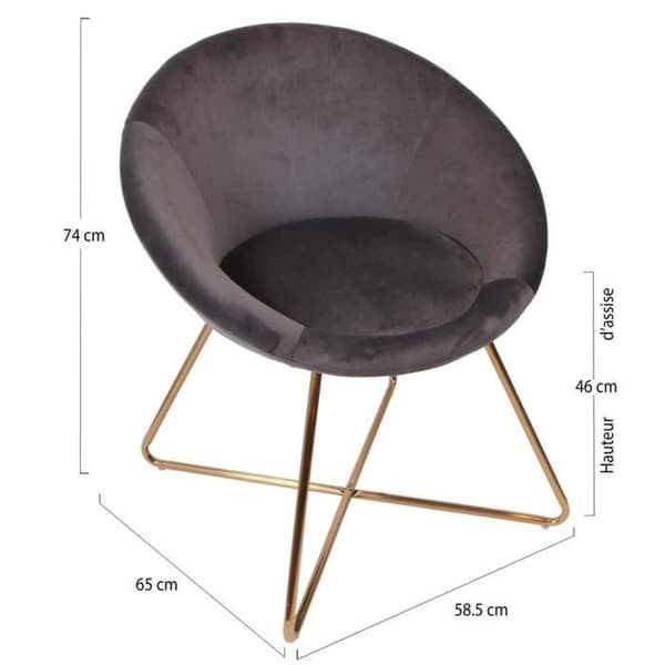 Karl Grey Fåtölj - HOME DECO FACTORY - Ren linje - Kopparmetallfötter