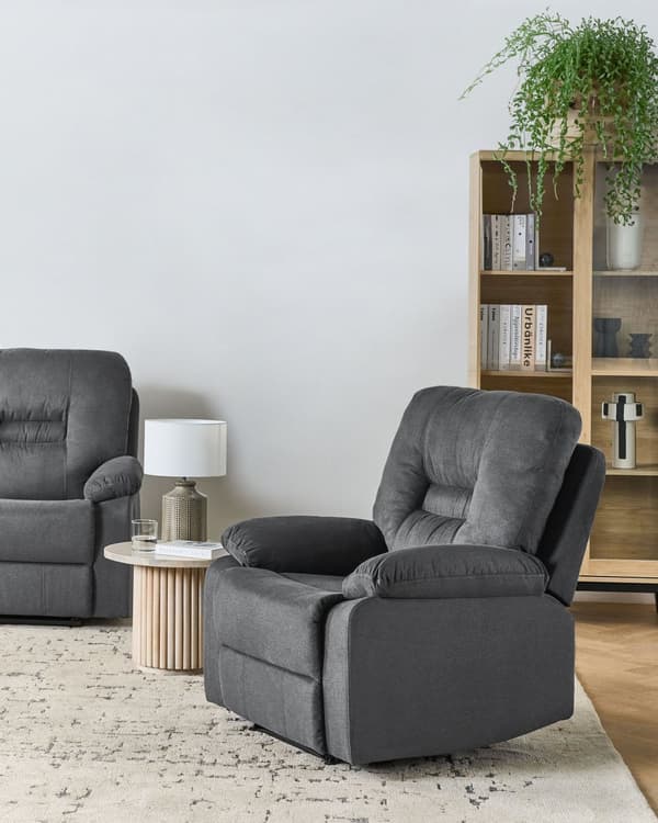 Hvilestol Mørkegrå Tykt Polstret Polyester 101 x 74 x 75 Tv stol Push-Back sovefunktion Manuelt Justerbar Ryg og Fodstøtte Stue Indretning