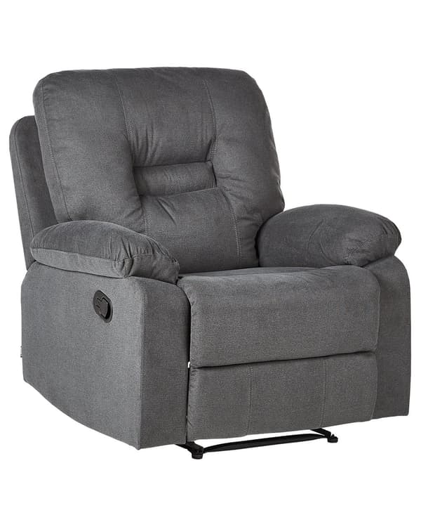 Hvilestol Mørkegrå Tykt Polstret Polyester 101 x 74 x 75 Tv stol Push-Back sovefunktion Manuelt Justerbar Ryg og Fodstøtte Stue Indretning