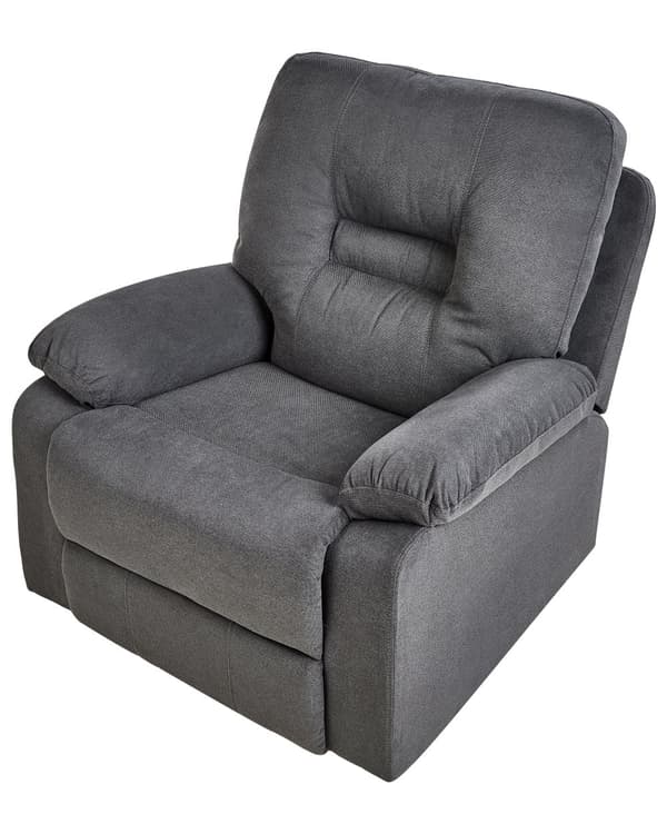 Hvilestol Mørkegrå Tykt Polstret Polyester 101 x 74 x 75 Tv stol Push-Back sovefunktion Manuelt Justerbar Ryg og Fodstøtte Stue Indretning