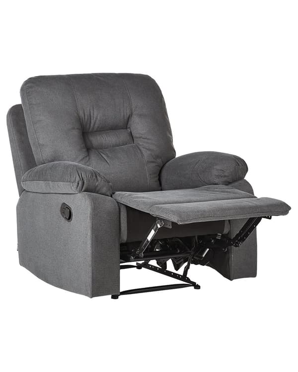 Hvilestol Mørkegrå Tykt Polstret Polyester 101 x 74 x 75 Tv stol Push-Back sovefunktion Manuelt Justerbar Ryg og Fodstøtte Stue Indretning