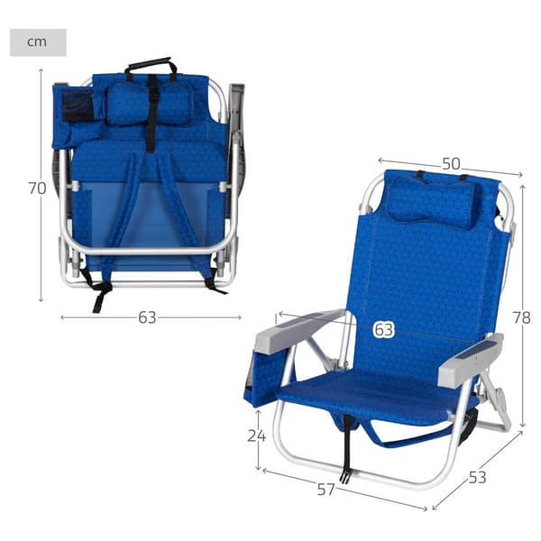 Aktive 62353 Xxl 57x53x78 Cm Lav Sammenklappelig Stol Med Flere Positioner