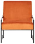 Miniatyrbillede 4 af 8: Lænestol orange velourfløjl sølvfarvet metalstel quiltet ryg og sæde cocktail glamour lounge