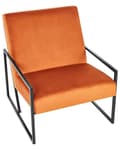 Miniatyrbillede 6 af 8: Lænestol orange velourfløjl sølvfarvet metalstel quiltet ryg og sæde cocktail glamour lounge