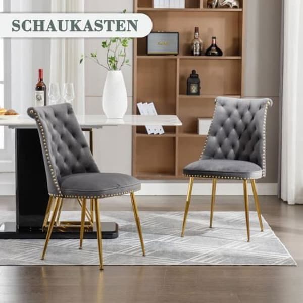 Gungstol - Lyx - Sammet - Grå - Vadderad - Set om 2 - Ergonomisk design