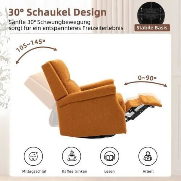 360 graders vridbar avkopplingsstol, hotell, sovrum, kontor, lounge fritidsstol, orange