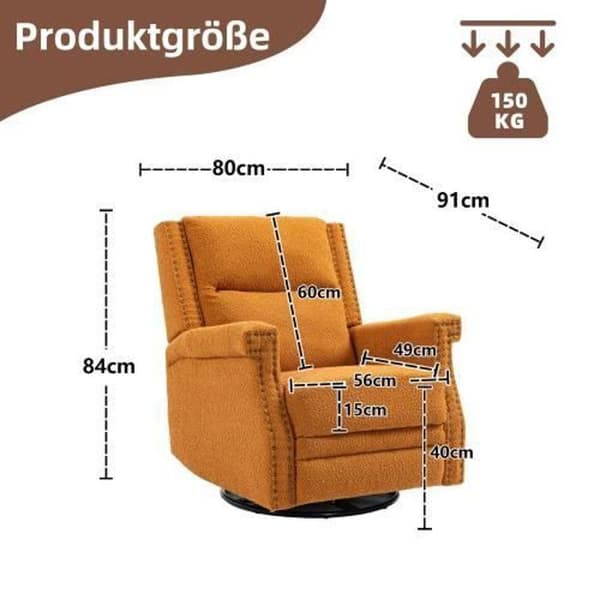 360 graders vridbar avkopplingsstol, hotell, sovrum, kontor, lounge fritidsstol, orange