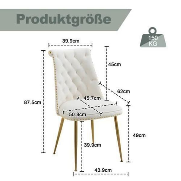 Gungstol - Lyx - Sammet - Vit - Vadderad - Set om 2 - Ergonomisk design