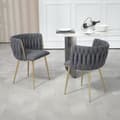Miniatyrbild 2 av 4: Casual Dining Chair Soffa Stol linnetyg stoppad vardagsrumsfåtölj (järnben) 2st-set, Grå