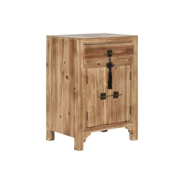 Nattbord Home ESPRIT Svart Naturell Grantre Tre MDF 45 x 34 x 66 cm