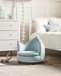 Miniatyrbilde 2 av 11: Stol Lyseblå Fløyelspolstring Barnehagemøbler Sitteplass for Barn Moderne Design Kroneform