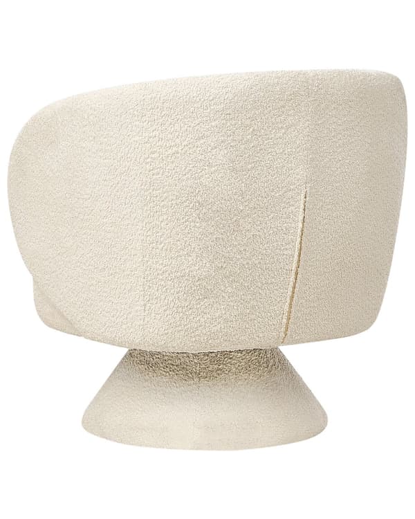 Svingbar Lenestol Off-White Boucle-sete Armlener i Retrostil Metallben