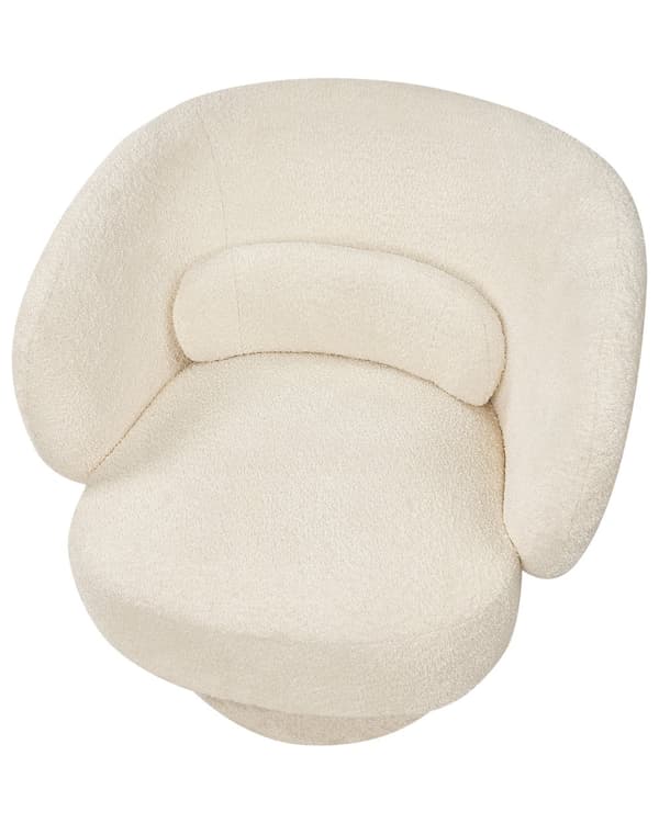 Svingbar Lenestol Off-White Boucle-sete Armlener i Retrostil Metallben