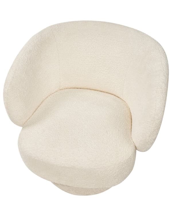 Svingbar Lenestol Off-White Boucle-sete Armlener i Retrostil Metallben