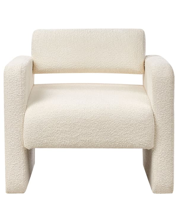 Lænestol creme hvid råhvid sæde armlæn retro moderne stil stue opholdsrum værelse