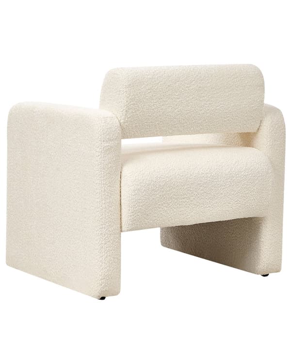 Lænestol creme hvid råhvid sæde armlæn retro moderne stil stue opholdsrum værelse