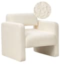 Miniatyrbillede 1 af 9: Lænestol creme hvid råhvid sæde armlæn retro moderne stil stue opholdsrum værelse