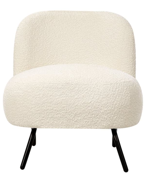 Lenestol Off-White Boucle Sitteplass Metallben Uten Armlener Retro stil