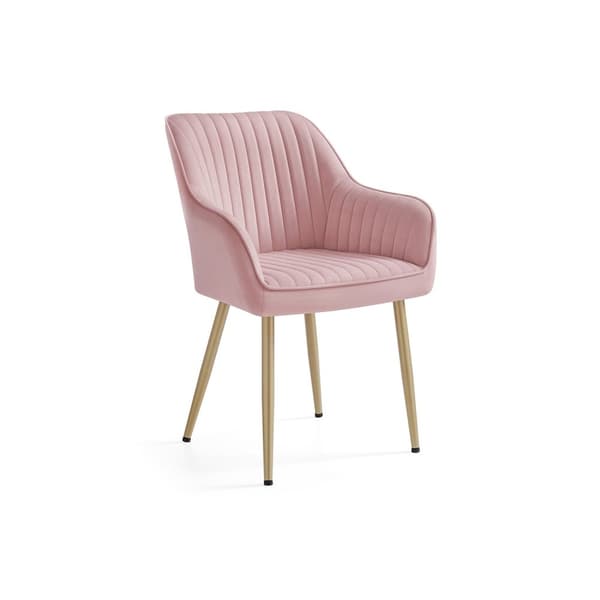 Rootz Velvet Chair - Blush Rosa-Guld - Metallben - Träöverdel - Skumstoppning - 60cm x 62,5cm x 85cm - Sittdyna 7cm