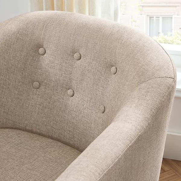 Rootz Beige lepotuoli - Puinen tuoli - Puuvilla-pellavasekoitus - Mukava vaahtomuovi - 69 cm x 68,5 cm x 77 cm - Sisä-/ulkokalusteet
