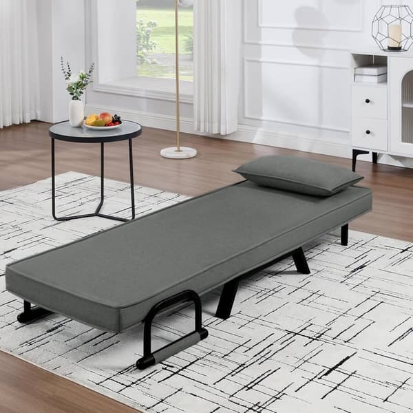 Rootz 3-i-1 Cabriolet Sängstol - Hopfällbar soffa - Solstol - Klädd sits - Justerbart ryggstöd - Robust ram - 65cm x 78cm x 75cm