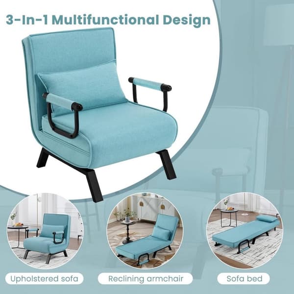 Rootz Cabriolet Sengestol - 3 i 1 Sovesofa - Foldestol - Justerbart ryglæn - Højelastisk skum - Kompakt design - 65 cm x 78 cm x 75 cm