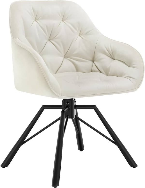 Rootz-ruokailutuoli - Velvet Comfort -tuoli - Kääntötuoli - Metallijalat - 57,5 ​​cm x 82,5 cm x 53 cm - Kermanvärinen/ tummanvihreä/ tummanharmaa/ mu
