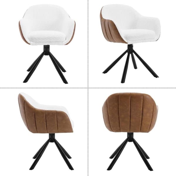 Rootz spisestuestol - drejestol - rullefrit design - blødt og behageligt - 57 cm x 79 cm x 62 cm - boucle stof + metal - mørkegrå og hvid