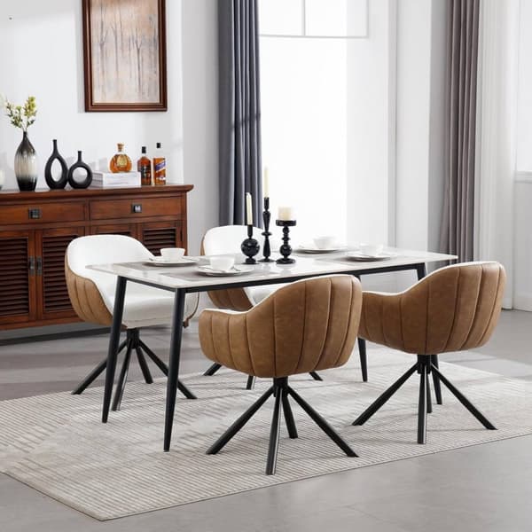 Rootz spisestuestol - drejestol - rullefrit design - blødt og behageligt - 57 cm x 79 cm x 62 cm - boucle stof + metal - mørkegrå og hvid