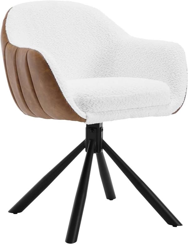 Rootz spisestuestol - drejestol - rullefrit design - blødt og behageligt - 57 cm x 79 cm x 62 cm - boucle stof + metal - mørkegrå og hvid