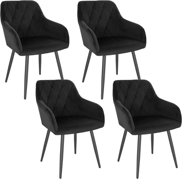 Rootz spisestuestolesæt - Armlænsstol - Fløjlsstol - Højdensitetsskum - 44 cm x 42,5 cm x 46,5 cm, pakke med 4