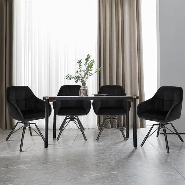 Rootz Ergonomic Swivel Dining Chair - Wide Seat Velvet Chair - Komfortabel stuestol - 58,5 cm x 82,5 cm x 54,5 cm
