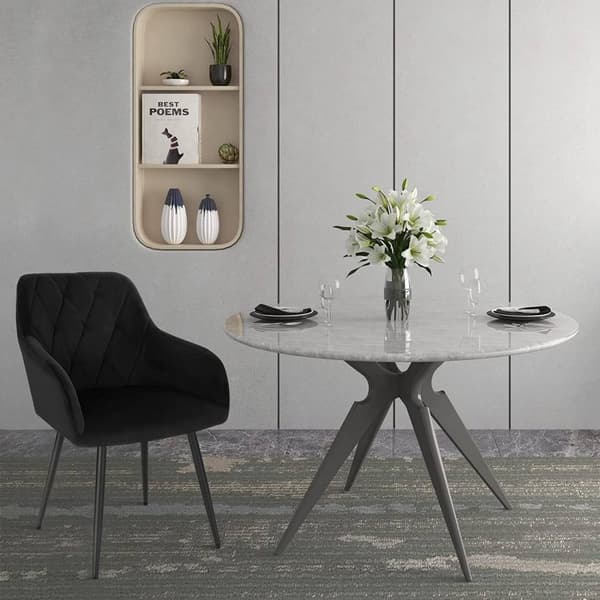 Rootz Velvet spisestuestol - Armlænsstol - Polstret sæde - Stabile metalben - Ergonomisk design - 44cm x 42,5cm x 62cm