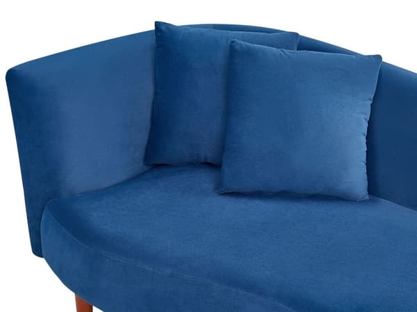 Sjeselong Marineblå Fløyel Polyester Venstrevendt Ekstra pynteputer Ben i mørkt tre Moderne design Stue