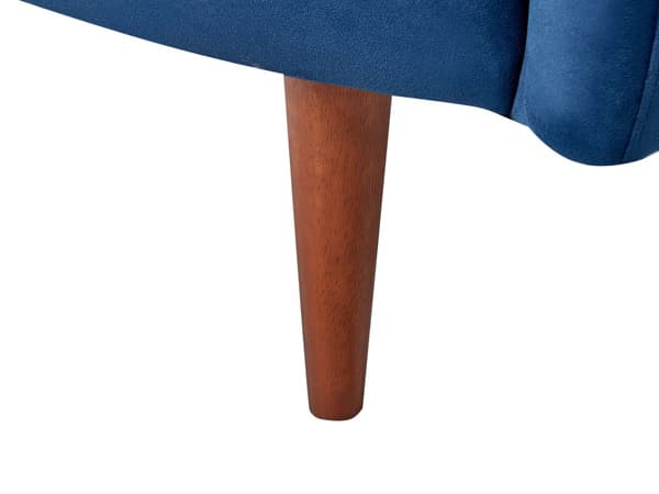 Sjeselong Marineblå Fløyel Polyester Venstrevendt Ekstra pynteputer Ben i mørkt tre Moderne design Stue