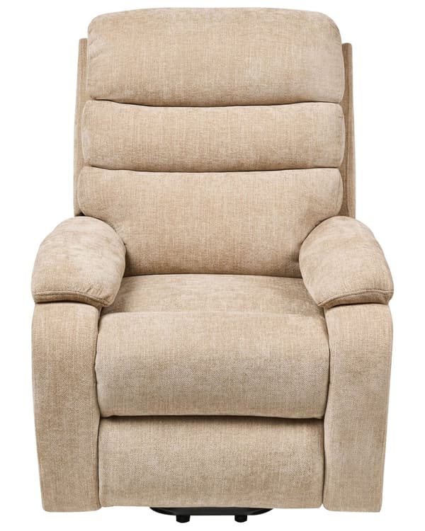 Elektrisk Hvilestol Beige Polyester Polstret Enkeltsete med Fotstøtte Løftefunksjon Moderne Design Avslapping