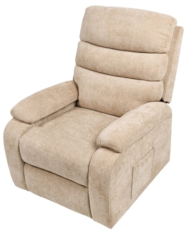 Elektrisk Hvilestol Beige Polyester Polstret Enkeltsete med Fotstøtte Løftefunksjon Moderne Design Avslapping