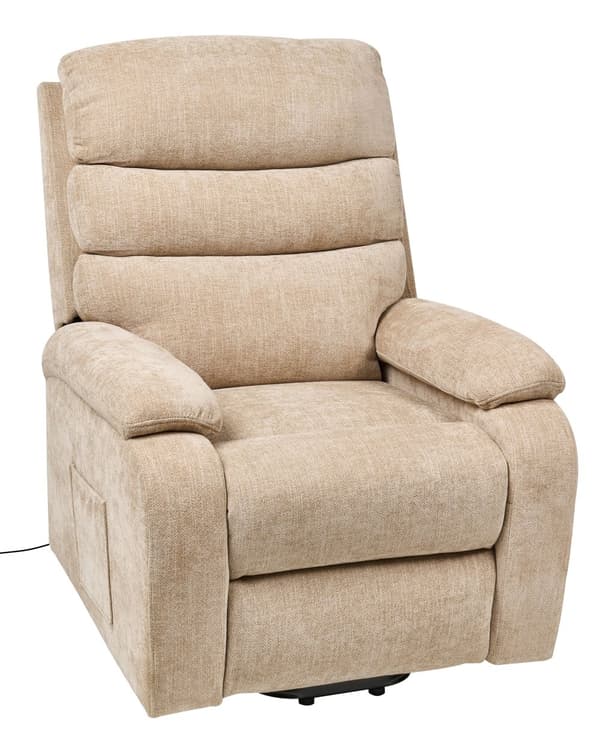 Elektrisk Hvilestol Beige Polyester Polstret Enkeltsete med Fotstøtte Løftefunksjon Moderne Design Avslapping