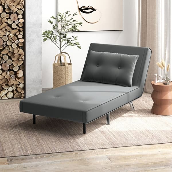Rootz Cabriolet Hvileseng - Hvilestol - Enkeltseng - Åndbart fløjlsbetræk - Justerbart ryglæn - Mørkegrå - 77L x 88W x 83H cm