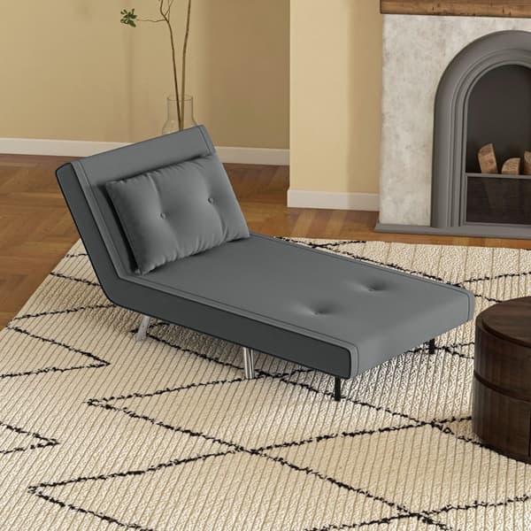 Rootz Cabriolet Hvileseng - Hvilestol - Enkeltseng - Åndbart fløjlsbetræk - Justerbart ryglæn - Mørkegrå - 77L x 88W x 83H cm