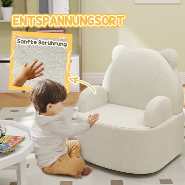Rootz Children's Bear nojatuoli - Lasten tuoli - Taaperoiden istuin - Pehmeä Teddy Fleece - Kodikas mukavuus - 52cm x 48cm x 59cm