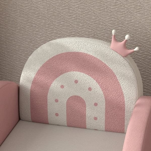 Rootz Lasten keinutuoli - Lasten nojatuoli - Taaperoiden lepotuoli - Kruunukoristelu ja sateenkaarikuvio - samettipinta - 50cm x 47cm x 49cm