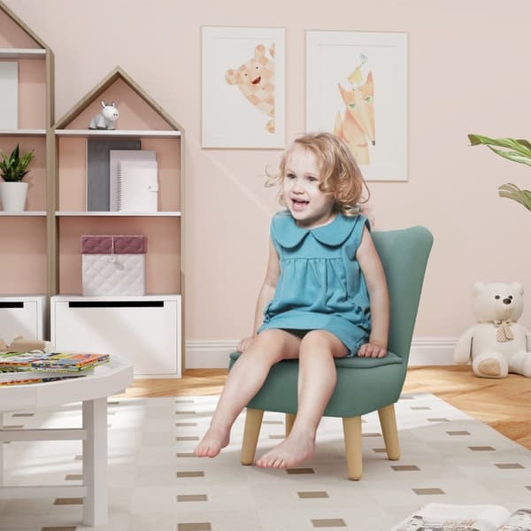 Rootz Kids Lænestol - Børnelænestol - Minisofa - Fløjlsagtigt blødt betræk - Robust træramme - 44 cm x 45 cm x 56,5 cm