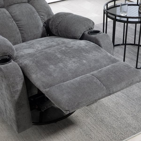 Rootz Liggstol - Tv-fåtölj - Avslappningsstol - 135° justerbart ryggstöd - Förlängt fotstöd - Sväng- och gungfunktioner - Mörkgrå - 88cm x 96cm x 108c