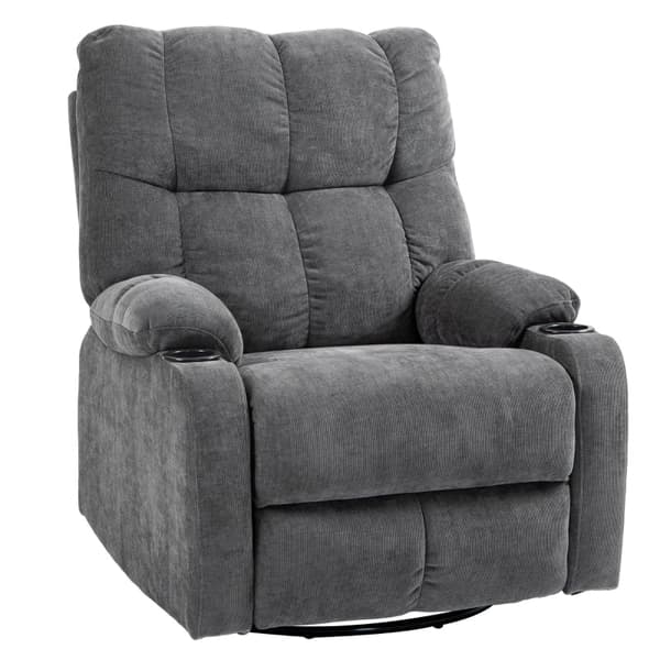 Rootz Liggstol - Tv-fåtölj - Avslappningsstol - 135° justerbart ryggstöd - Förlängt fotstöd - Sväng- och gungfunktioner - Mörkgrå - 88cm x 96cm x 108c