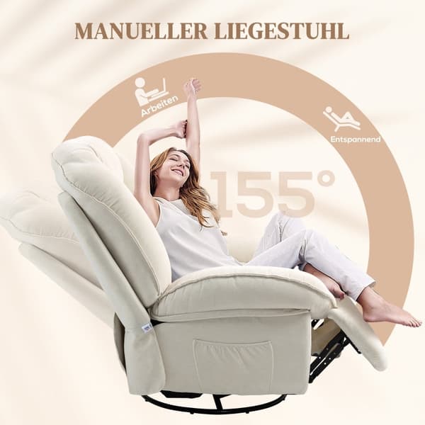 Rootz lepotuoli - TV-tuoli - 360° kääntyvä - Keinutoiminto - Chenille-kangas - Taskujousipehmuste - 104cm x 100cm x 102cm