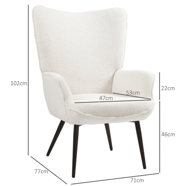 Rootz Wingback Accent -tuoli - Reading Nook -tuoli - Lepotuoli - Faux Lamb -kangas - High-Density Foam - 71cm x 77cm x 102cm