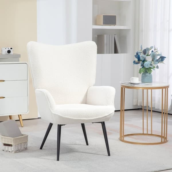 Rootz Wingback Accent -tuoli - Reading Nook -tuoli - Lepotuoli - Faux Lamb -kangas - High-Density Foam - 71cm x 77cm x 102cm