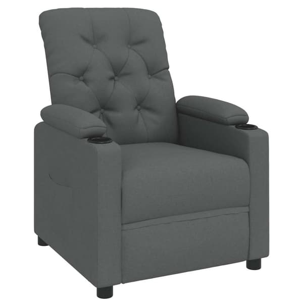 Reclinerfåtölj mörkgrå tyg