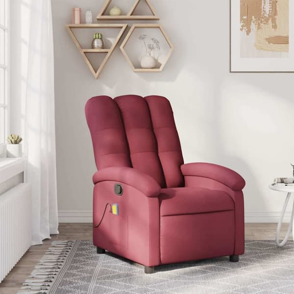 Massagefåtölj vinröd tyg